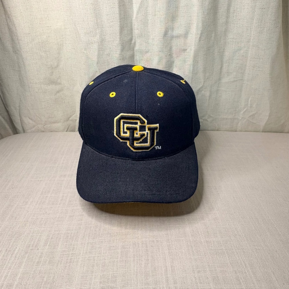 Vintage Top of the World CU Colorado Buffaloes Fitted Hat 7 1/4 Navy Yellow NCAA